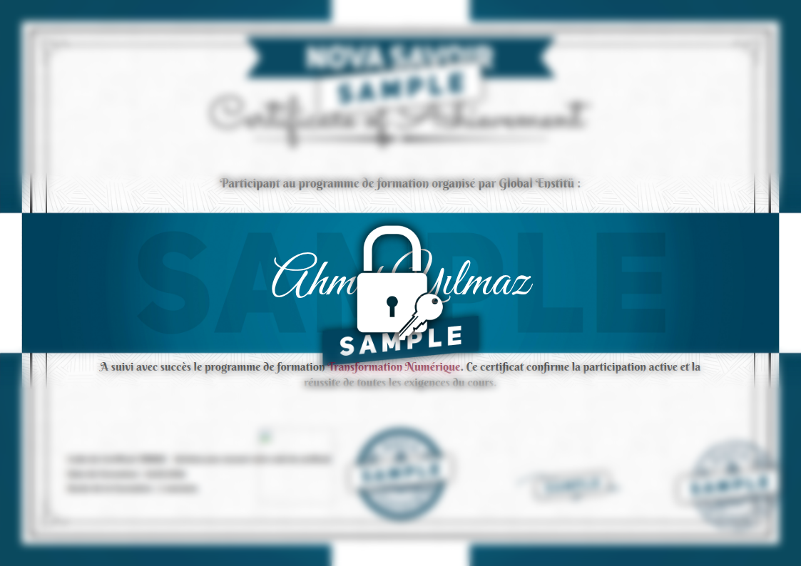 Exemple de certificat Transformation Numérique