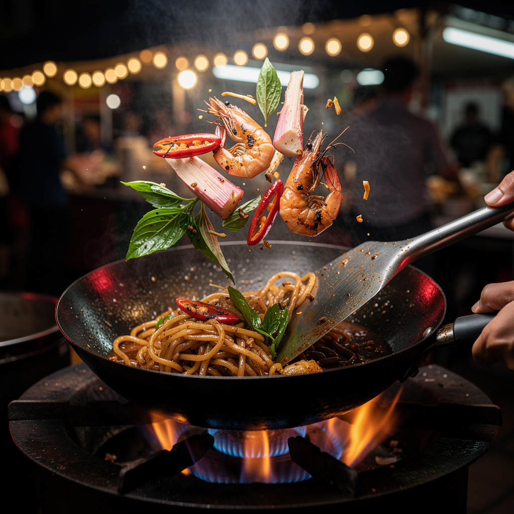 Cuisine au wok d'Asie du Sud-Est