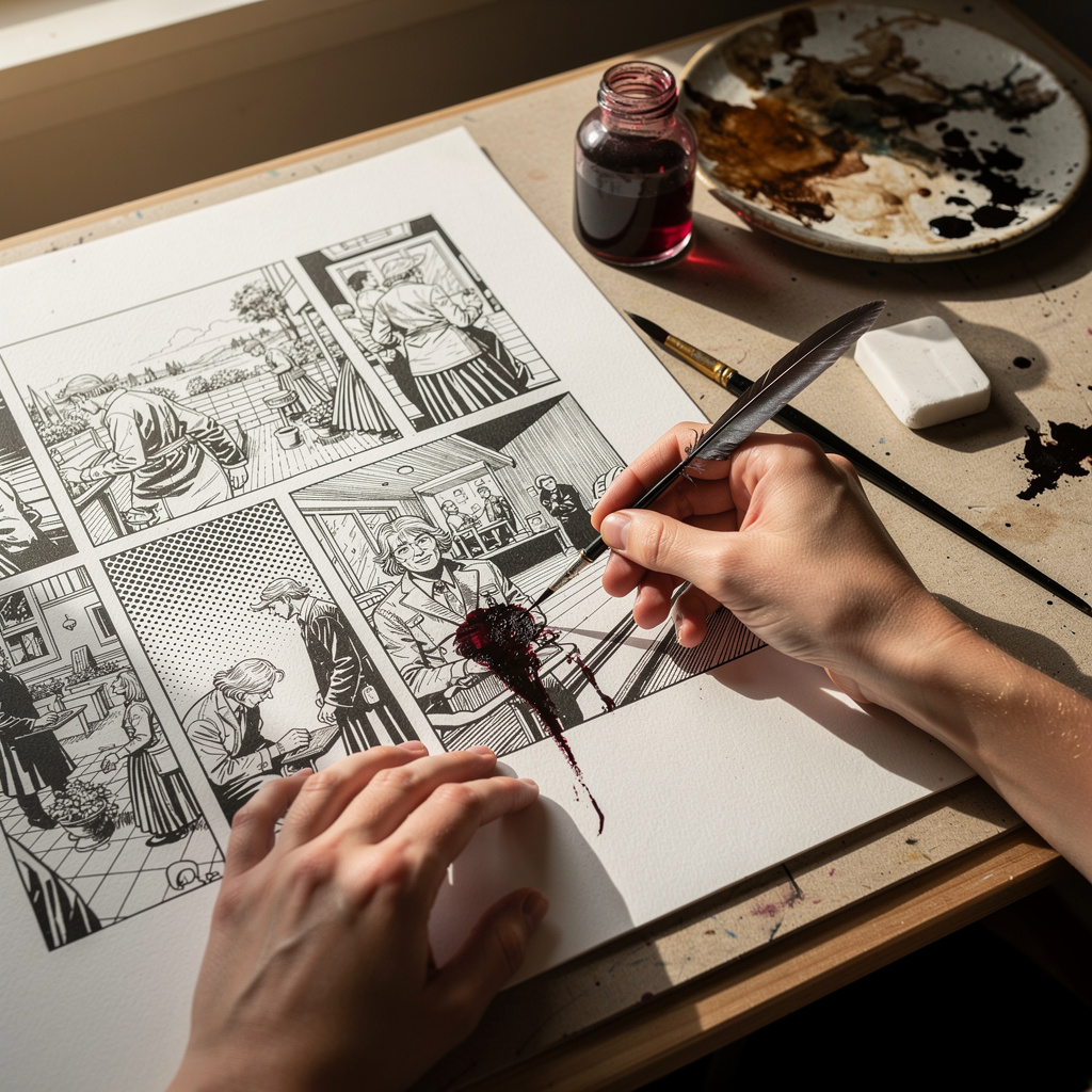 Dessin de bande dessinée et encrage