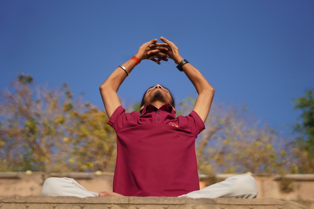 calm person meditating