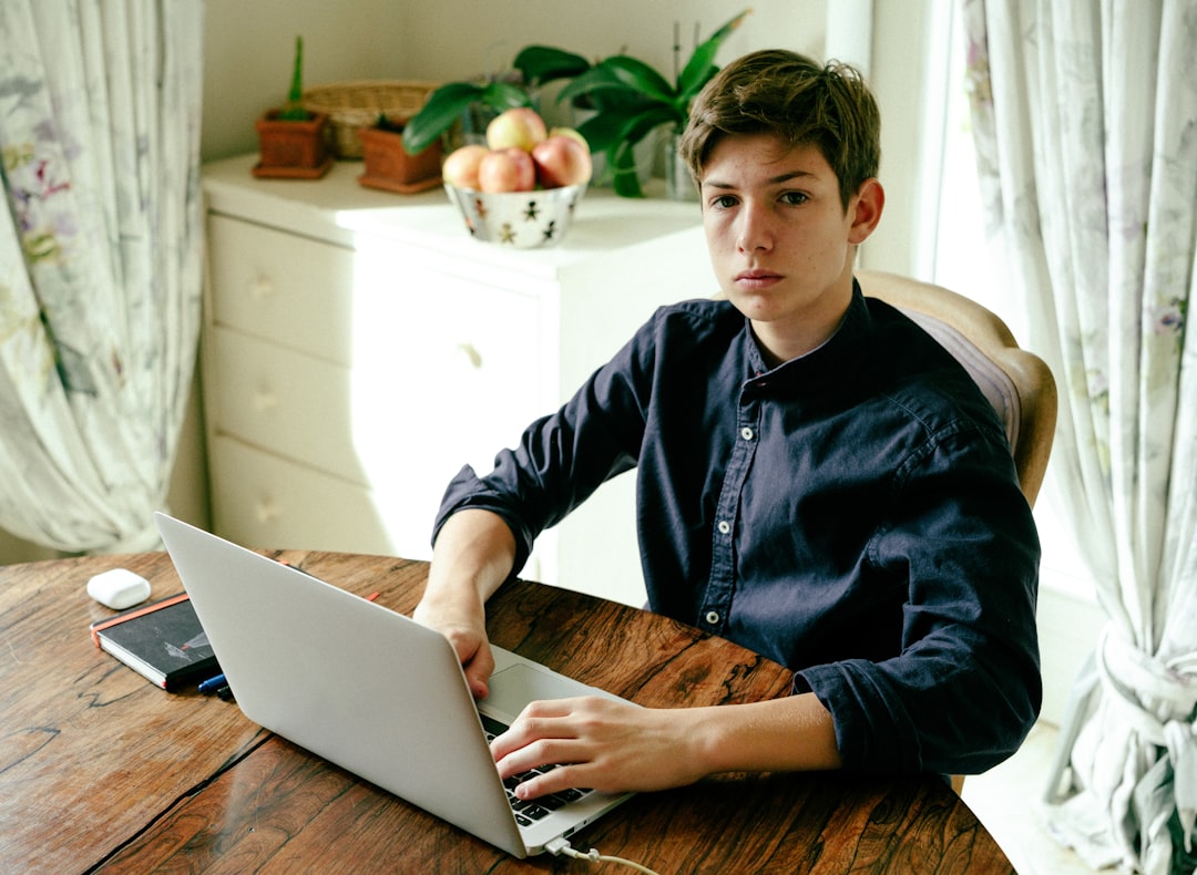 student studying laptop