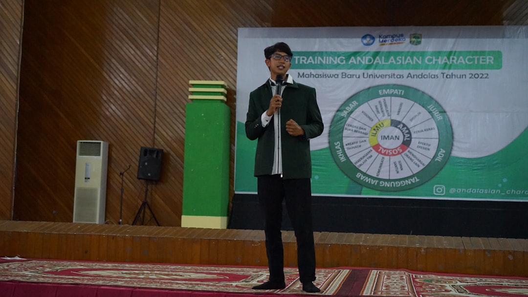 confident speaker presenting